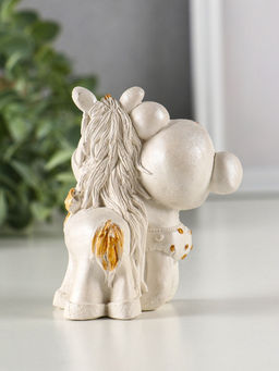 Фигурка гипс Мишка с лошадкой, 9?7?6 см, перламутр