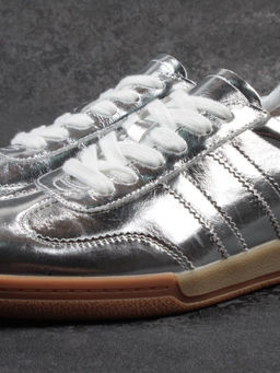 03-B6C-7C GREY/SILVER Кеды женские (натуральная кожа)