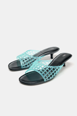 RUBBERISED-EFFECT KITTEN-HEEL MULES - Zara фото 9