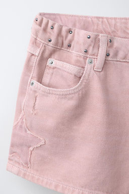 BERMUDA DENIM TACHAS PARCHE ESTRELLA / Rosa - Zara фото 4