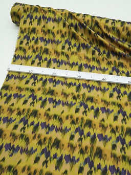 Штапель Премиум Икат цв.горчица/фиолетовый, ш.1.5м, вискоза-100%, 125гр/м.кв - Купава фото 17