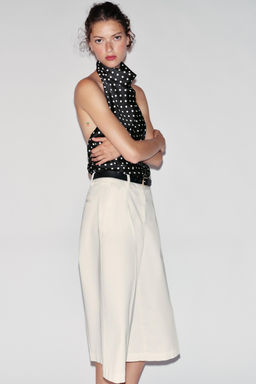 TOP HALTER SATINADO / Negro / Blanco - Zara фото 5