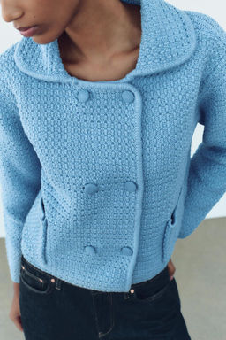 CHUNKY KNIT CARDIGAN WITH PETER PAN COLLAR - Zara фото 9