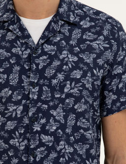 Темно-синяя рубашка стандартного кроя с коротким рукавом - Cacharel фото 7