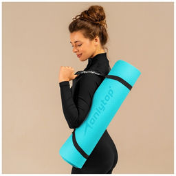 Коврик для фитнеса и йоги ONLYTOP, нескользящий, 183×61×0.6 см, цвет серый/голубой