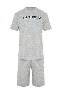 TRENDYOL MAN Gri Regular Fit Bisiklet Yaka Orme Sortlu Pijama Tak?m? TMNSS24PT00046 - Trendyolmilla фото 9