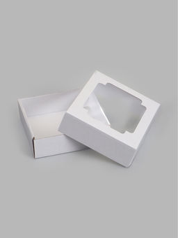 Цена за 5 шт. Коробка складная, крышка-дно,с окном, белая, 15 х 15 х 5 см