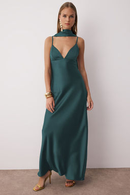 Kahverengi Sal Detayl? Saten Dokuma Maxi Abiye Gece Mezuniyet Elbisesi TPRSS25EL00312 - Trendyolmilla фото 15