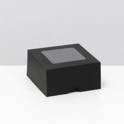 Цена за 10 шт. Коробка складная, крышка-дно, с окном, черная, 10 х 10 х 5 см