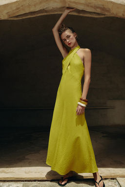 VESTIDO MIDI HALTER CRUZADO CON LINO / Lima - Zara фото 8