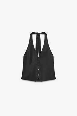 HALTER TIE WAISTCOAT TOP - Zara фото 14