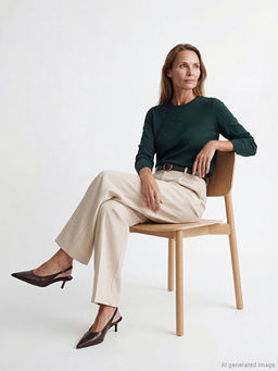 Bisiklet Yaka Kendinden Desenli Kad?n Triko Kazak