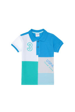 Erkek _ocuk Turkuaz Polo Yaka Ti__rt Sepette S_rpriz _ndirim