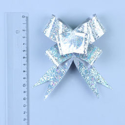 Цена за 10 шт. Бант-бабочка №3, серебро, голография - Simaland фото 2