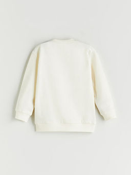 Bisiklet Yaka Bask?l? Erkek Bebek Sweatshirt ve E?ofman Alt 2li