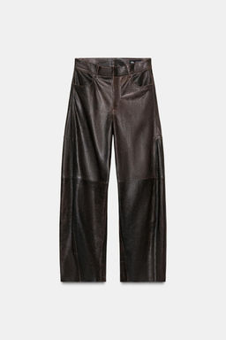 ZW COLLECTION LIMITED EDITION LEATHER TROUSERS - Zara фото 3