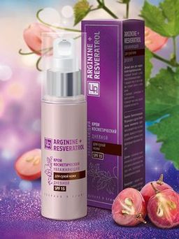 Крем косметический серии Arginine+Resveratrol увлажняющий для ухода за сухой кожей лица дневной SPF 15, 50 г