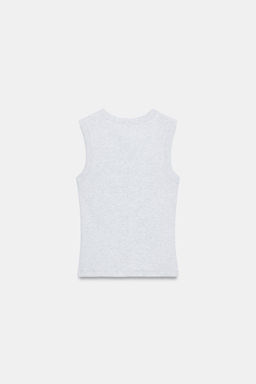CAMISETA RIB BORDADO TEXTO / Gris vigor? - Zara фото 5