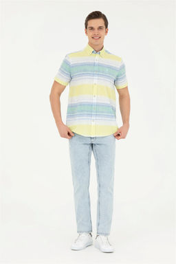 Мужская неоново-желтая рубашка с коротким рукавом - U.s. polo assn фото 4