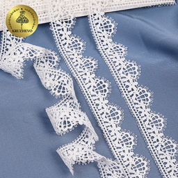 Кружево гипюр матовая нить KRUZHEVO арт.TBY.0503 шир.25мм цв.белый уп.13,71м