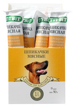 Лакомство TiTBiT Шпикачка для собак с рубцом говяжьим и курагой Standart 50 г (9 шт/упак)