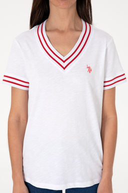 Kad_n Beyaz V Yaka Ti__rt Sepette S_rpriz _ndirim - U.s. polo assn фото 6