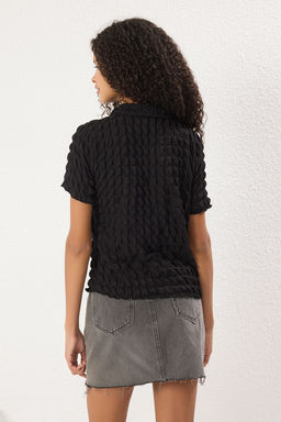 Haki Dokulu Fitted/Vucuda Oturan K?sa Kollu Esnek Orme Orme Bluz TWOSS24BZ00429 - Trendyolmilla фото 13