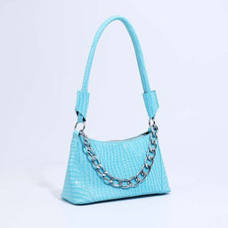 Сумка-багет на молнии, цвет голубой - Simaland фото 3