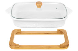 Блюдо д/запекания и сервировки 1,9 л 37*21*12 см Снежинки с стекл крышкой на дер подст. - Elan gallery фото 10