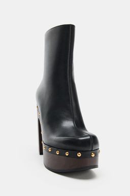 LEATHER PLATFORM ANKLE BOOTS - Zara фото 11