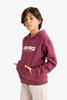 %100 Pamuk One Piece Kap__onlu __i Yumu_ak T_yl_ S_rt Bask_l_ Sweatshirt Erkek _ocuk - Defacto фото 4