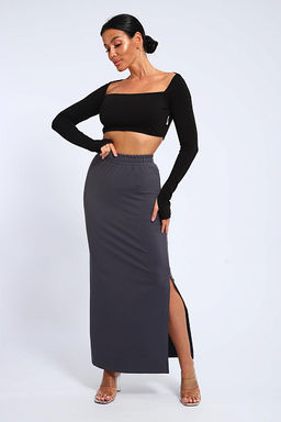 Юбка, футер (01056, черный макси) - Плиона фото 43