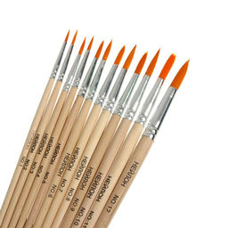 Набор кистей для рисования, нейлон, 12 штук: № 1, 2, 3, 4, 5, 6, 7, 8, 9, 10, 11, 12, круглые, деревянная ручка, международный размер