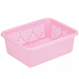 "Домашняя мода" Корзина пластмассовая для хранения "Сердце" 19,3х15см h7,3см, с крышкой, розовый (Китай)