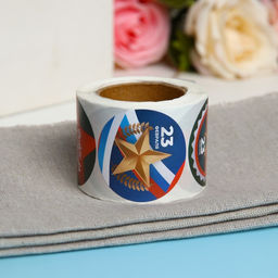 Наклейки для цветов и подарков С 23 февраля, 4.4?4.4 см, 252 шт.