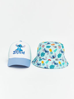 Stitch Bask?l? Erkek ?ocuk ?apka Seti 2li