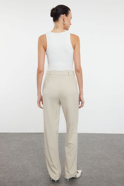 Vizon Straight/Duz Kesim Yuksek Bel Nervur Dikisli Dokuma Pantolon TWOSS21PL0093