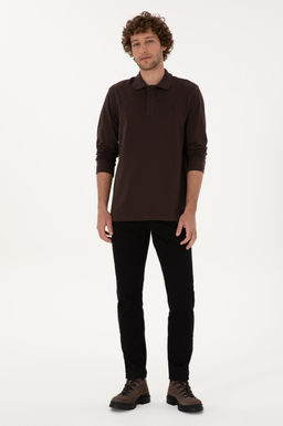 Erkek Koyu Kahverengi Basic Sweatshirt Sepette S_rpriz _ndirim