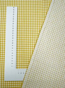 Сатин Клетка (0.3*0.3см) цв.горчично-желтый, ш.2.35м, хлопок-100%, 115гр/м.кв - Купава фото 3