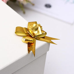 Цена за 20 шт. Подарочный Бант - бабочка №1.8, золотистый, для упаковки подарков