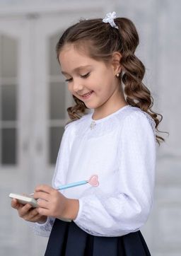 Дита, блузка трикотажная белый/140-72-63 - Alolika фото 2