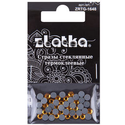 Страз клеевой Zlatka ZRTG-1648 SS16 цветные 3.9 мм стекло 5 x 48 шт в пакете с картонным еврослотом №15 яр.жёлтый (Topaz)