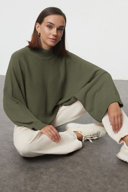 Yesil Genis Kal?p Ispanyol Kol Triko Kazak TWOAW23KZ01838