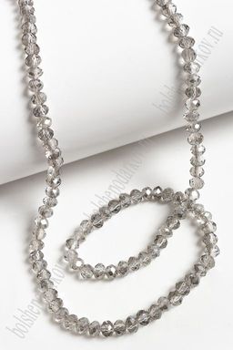 Бусины стеклянные, прозрачные, на леске "Rondelle" 4 мм (SF-658) серый №423