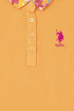 U. S. Polo Assn / Оранжевая базовая футболка с воротником-поло для девочек - U.s. polo assn фото 3