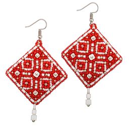 Klart набор для вышивания 10-507 Серьги квадратные. Красный орнамент 4.5 х 4.5 см