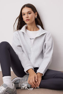 Antrasit Fermuarl? Dikis Detayl? Dik Yaka Bomber Orme Sweatshirt TWOAW26SW00037 - Trendyolmilla фото 2