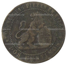 Монета 2 сентимо 1870 года Испания