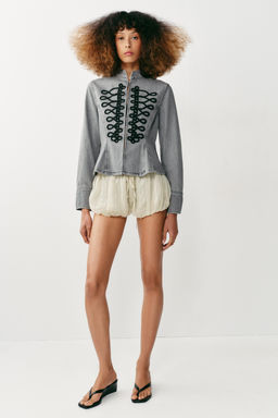 CHAQUETA Z1975 PEPLUM ALAMARES / Gris vigor?
