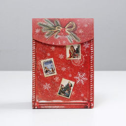 Цена за 2 шт. Коробка подарочная новогодняя складная Почта, 15?7?22 см, Новый год